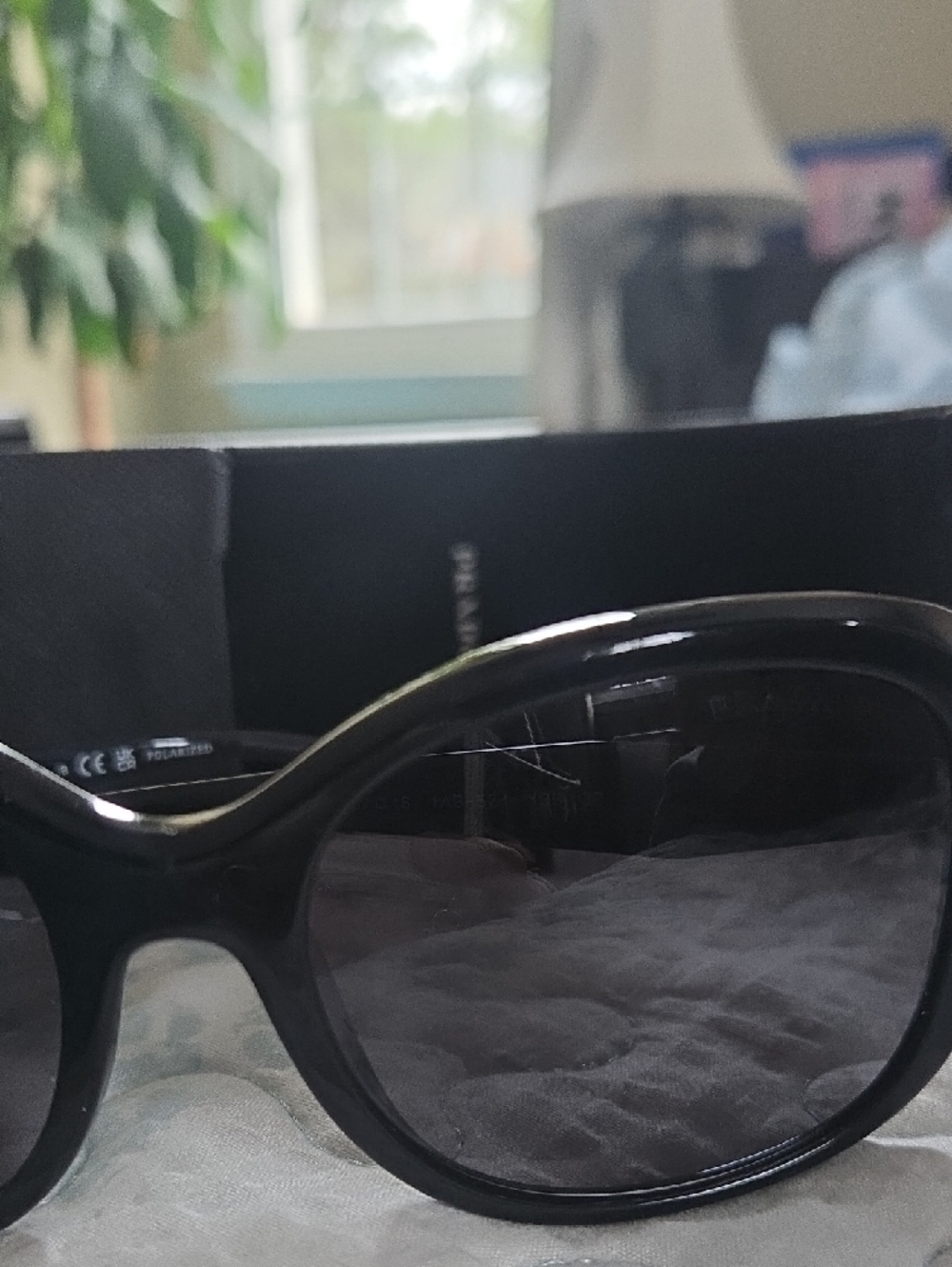 Prada Glossy Black Rounded Frame Sunglasses - Picture 2 of 9